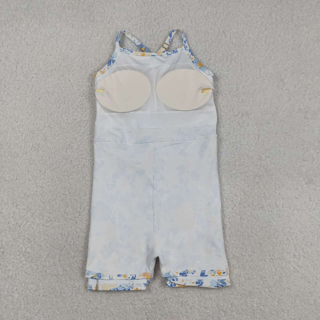 Yellow blue flowers design girls yoga dress