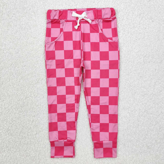 baby kids pink checkered leggings pants