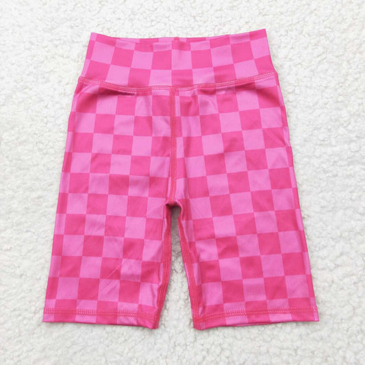 Toddle baby girls hot pink checkered summer biking shorts