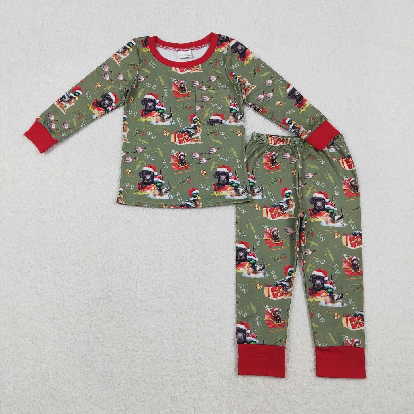 Christmas dog design kids boy matching pajama set
