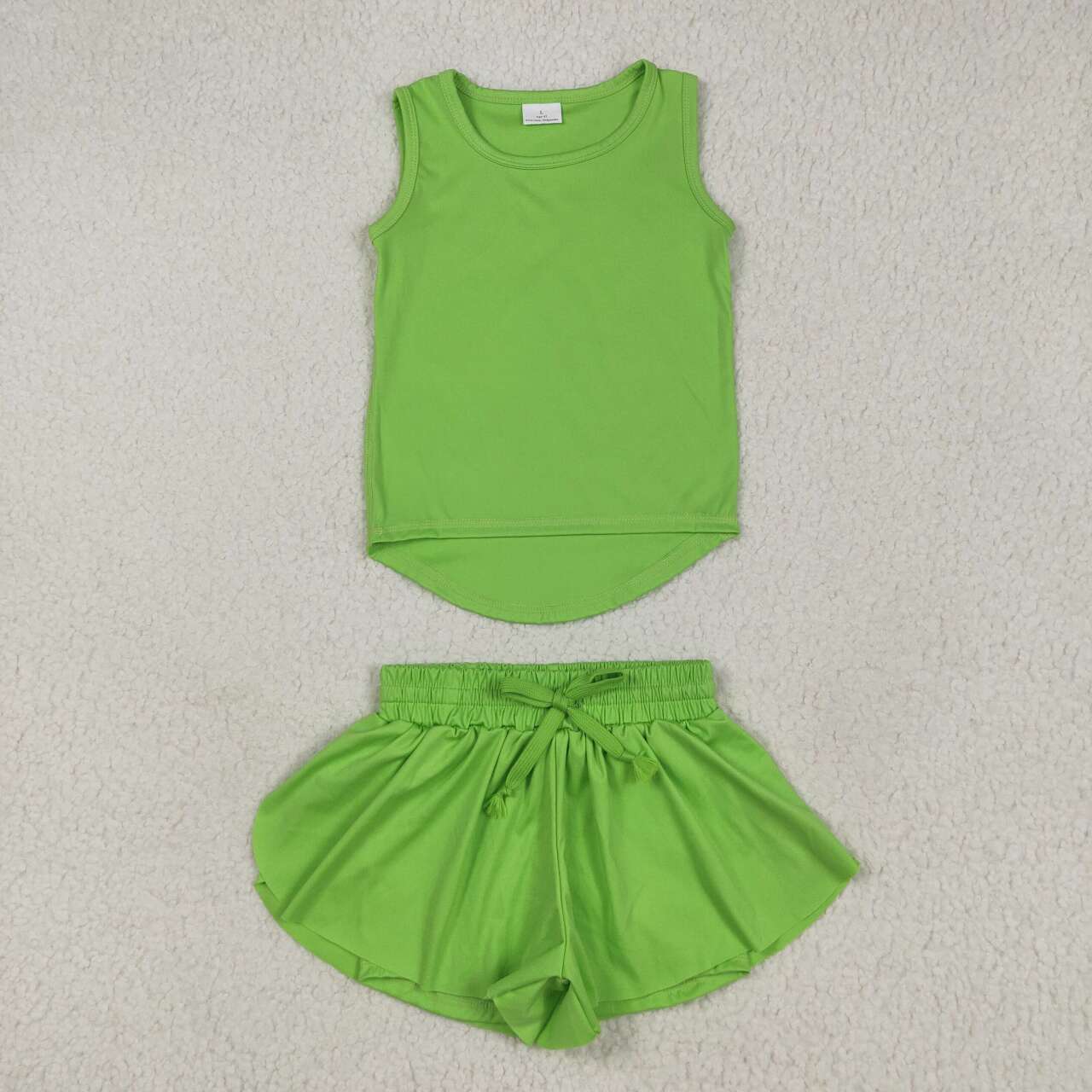Baby girls lime green color yoga active wear two pieces outfit