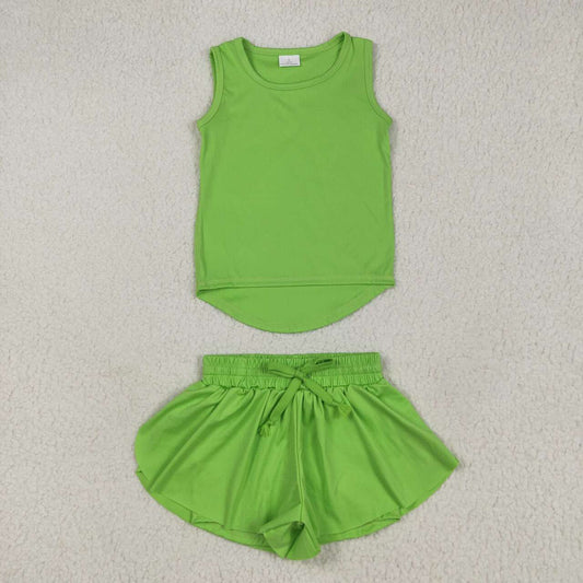 Baby girls lime green color yoga active wear two pieces outfit