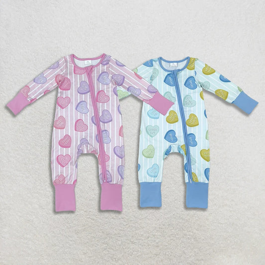 Valentines heart toddle baby boy long sleeve romper