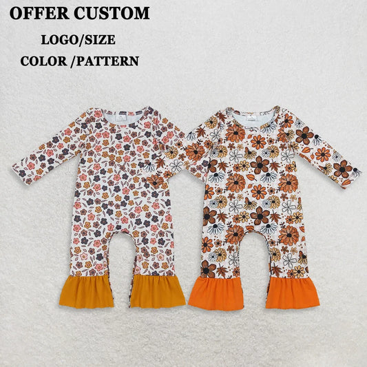 Toddle baby fall season long sleeve flowers romper