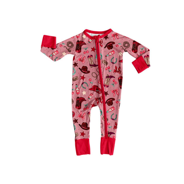 Toddle baby girls western zip romper wholesale factory price