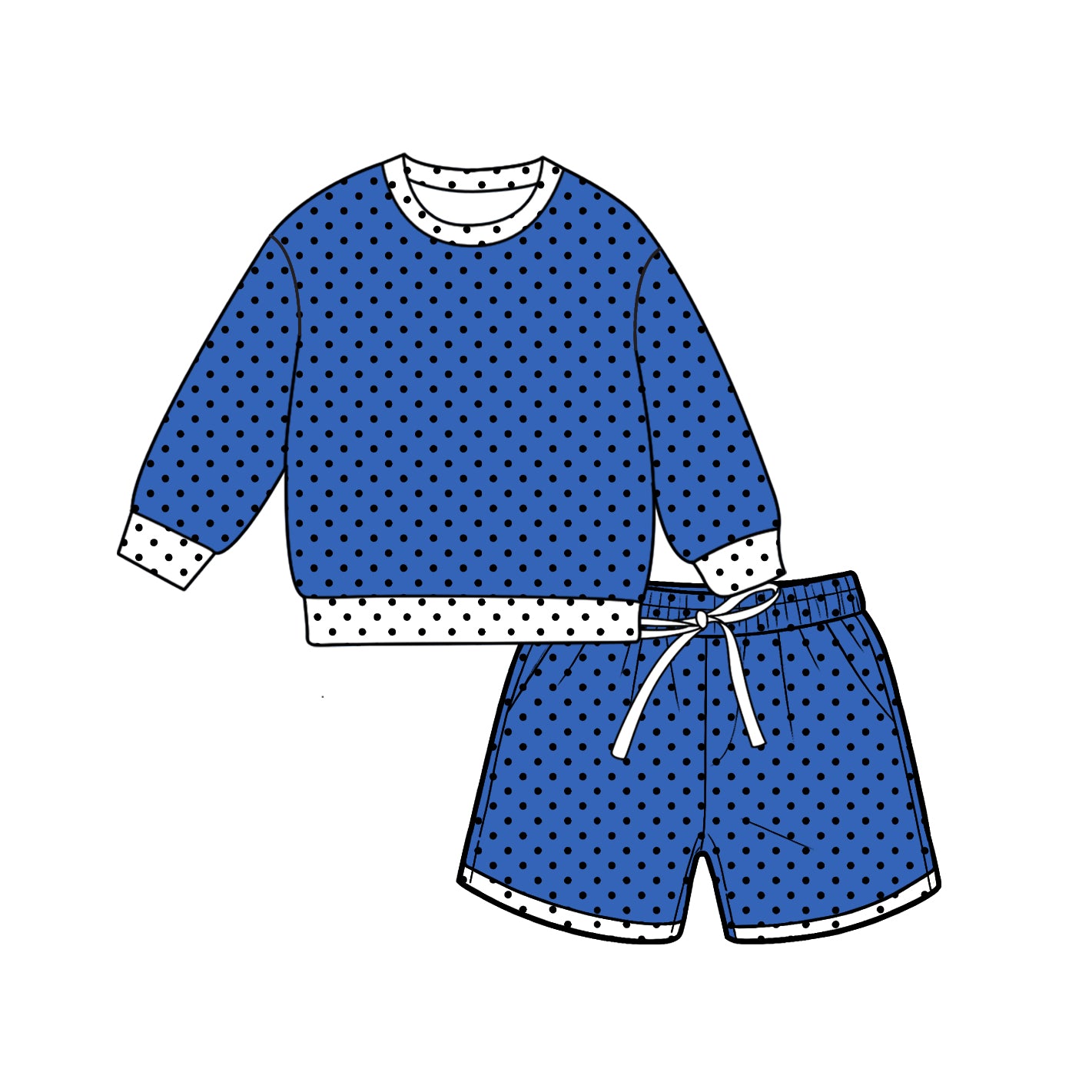 Custom design polka dots top matching shorts girl summer outfit wholesale factory price