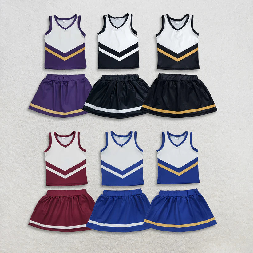 Black top matching skorts girls summer yoga outfit