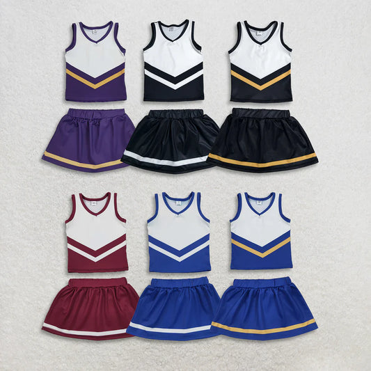 Black top matching skorts girls summer yoga outfit