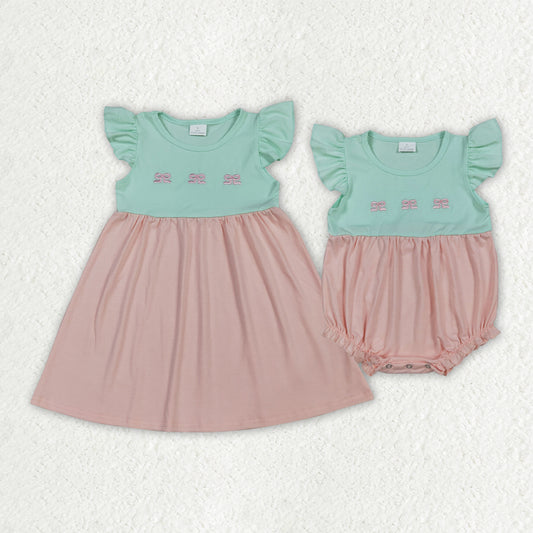 Pink bow embroidery design toddle girls dress