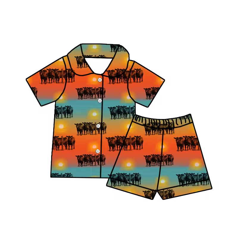 western baby boy cowboy wholesale short sleeve pajama set