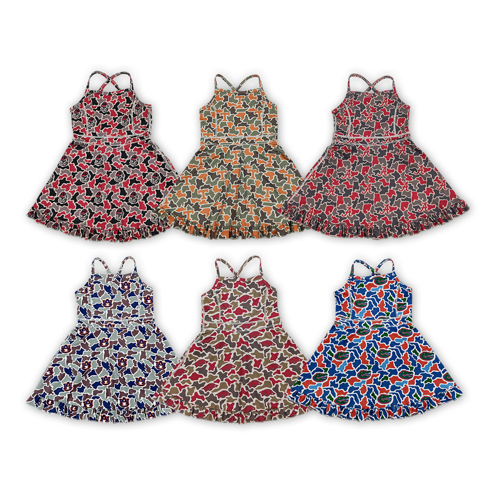 Camo team design girls summer active yoga dress
