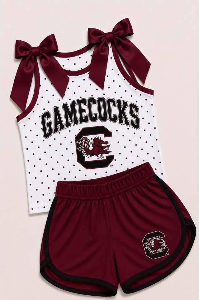 Custom team bow top matching shorts girls summer outfit