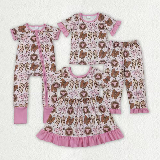 Cow print design kids short sleeve pajama set