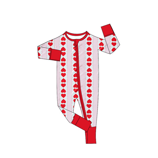 Valentines day heart kids long sleeve zip romper