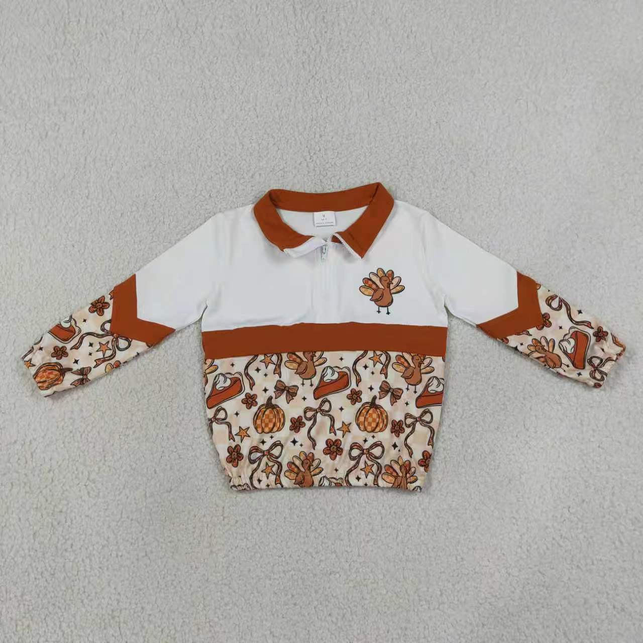 Thanksgiving turkey long sleeve top matching pants girl outfit