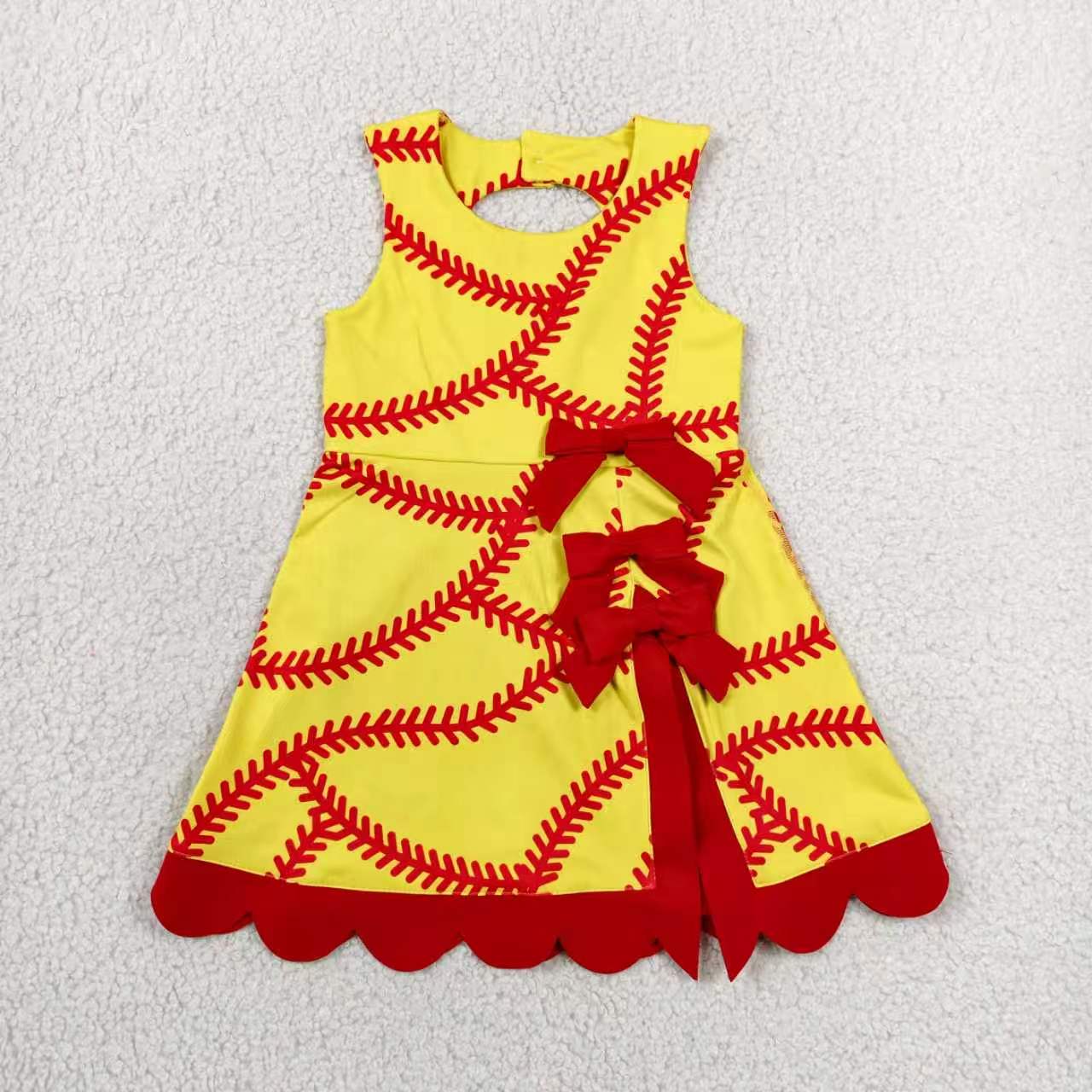 Baseball design girls summer yoga dress