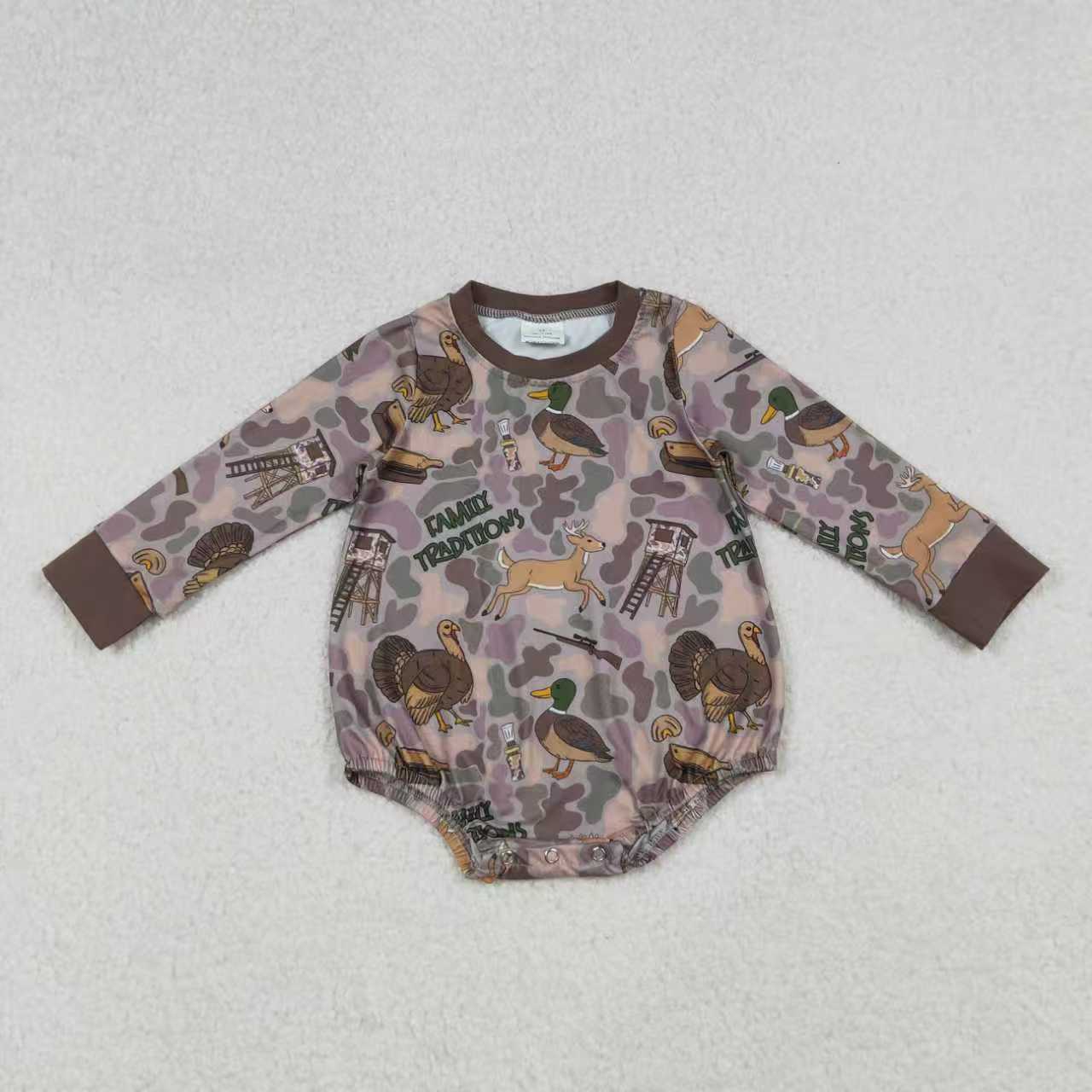 Duck call Thanksgiving turkey long sleeve boys long sleeve pajama set
