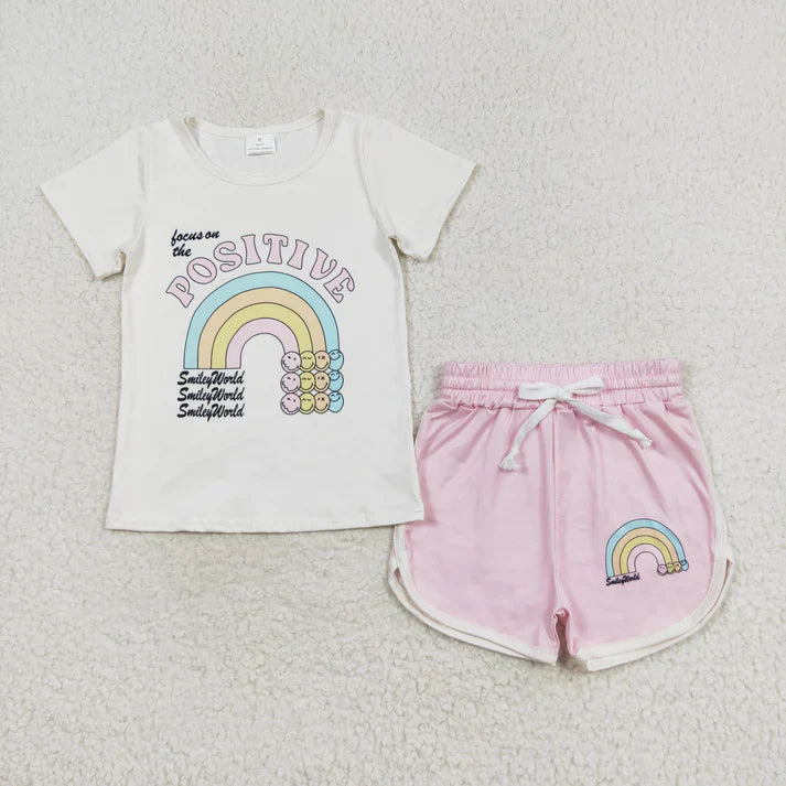 Rainbow design baby girl summer outfit