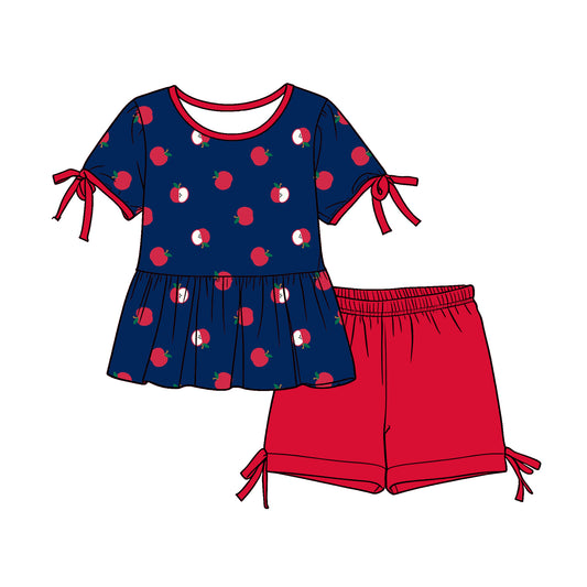 Back to school top matching shorts girl clothes