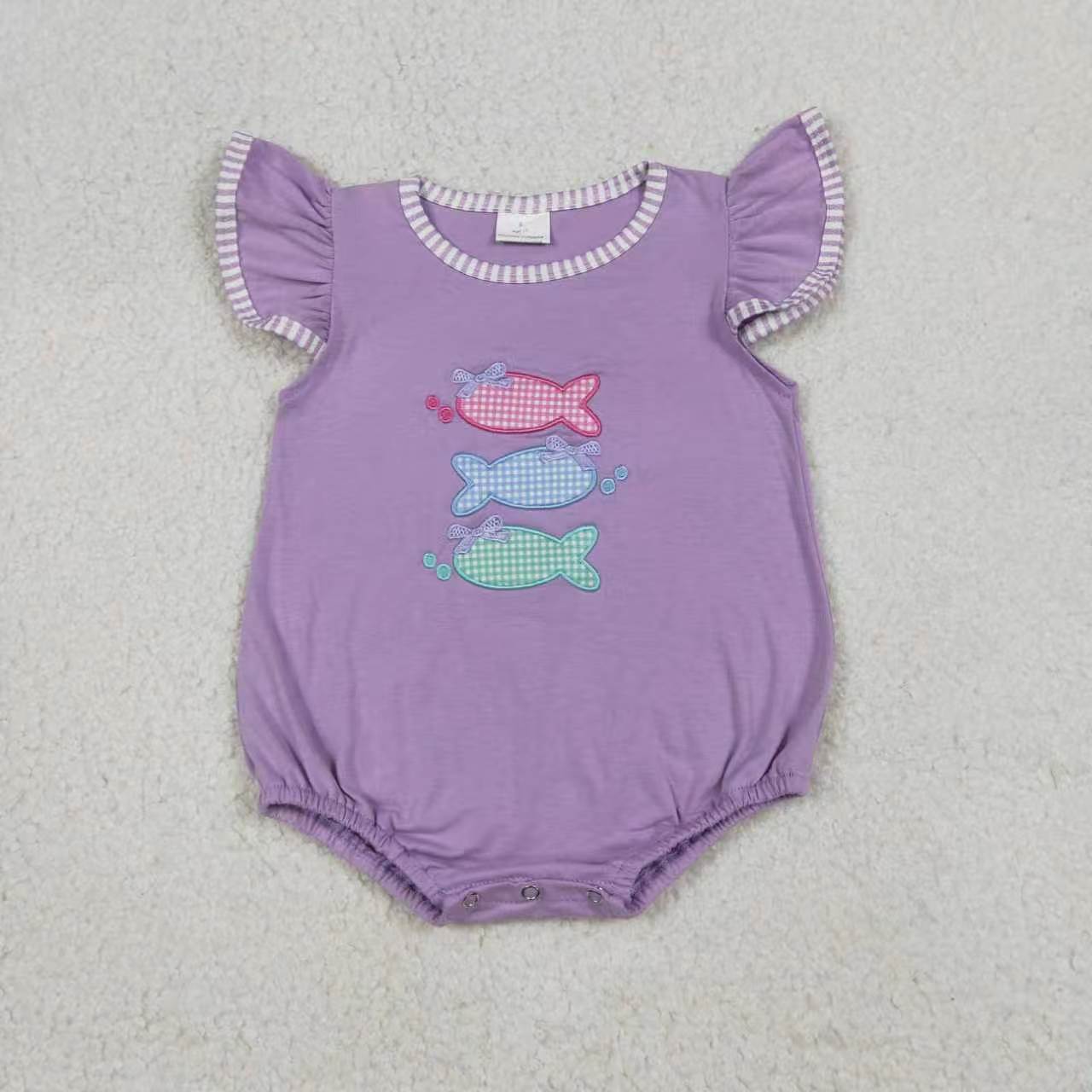 Embroidery Fishing print toddle boy summer outfit