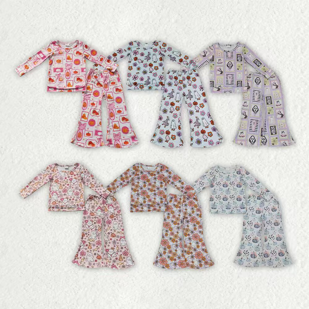 Halloween ghost  long sleeve top matching pants girls outfit