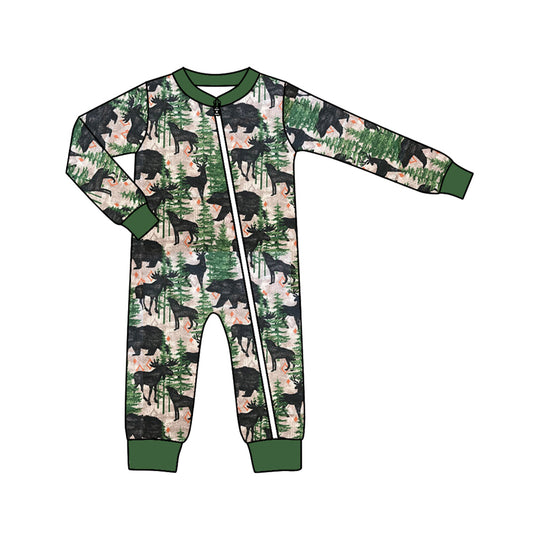 infant kids baby long sleeve reindeer zip romper