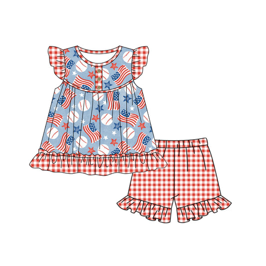 American flag baseball july 4th girls outfit preorder