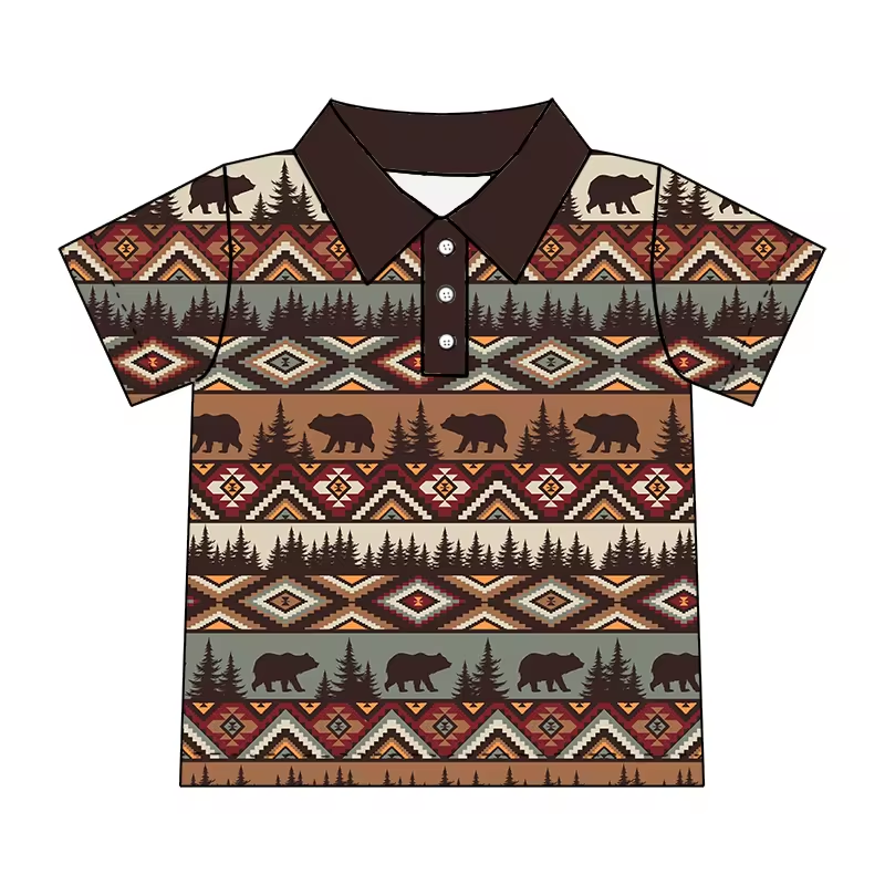 baby boy bear print short sleeve polo shirt