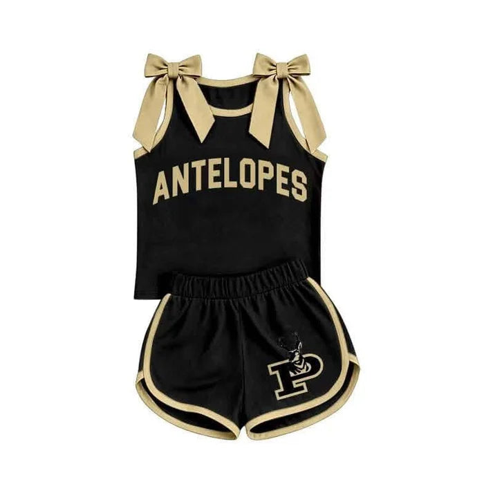 Custom team top matching shorts girl summer outfit wholesale factory price