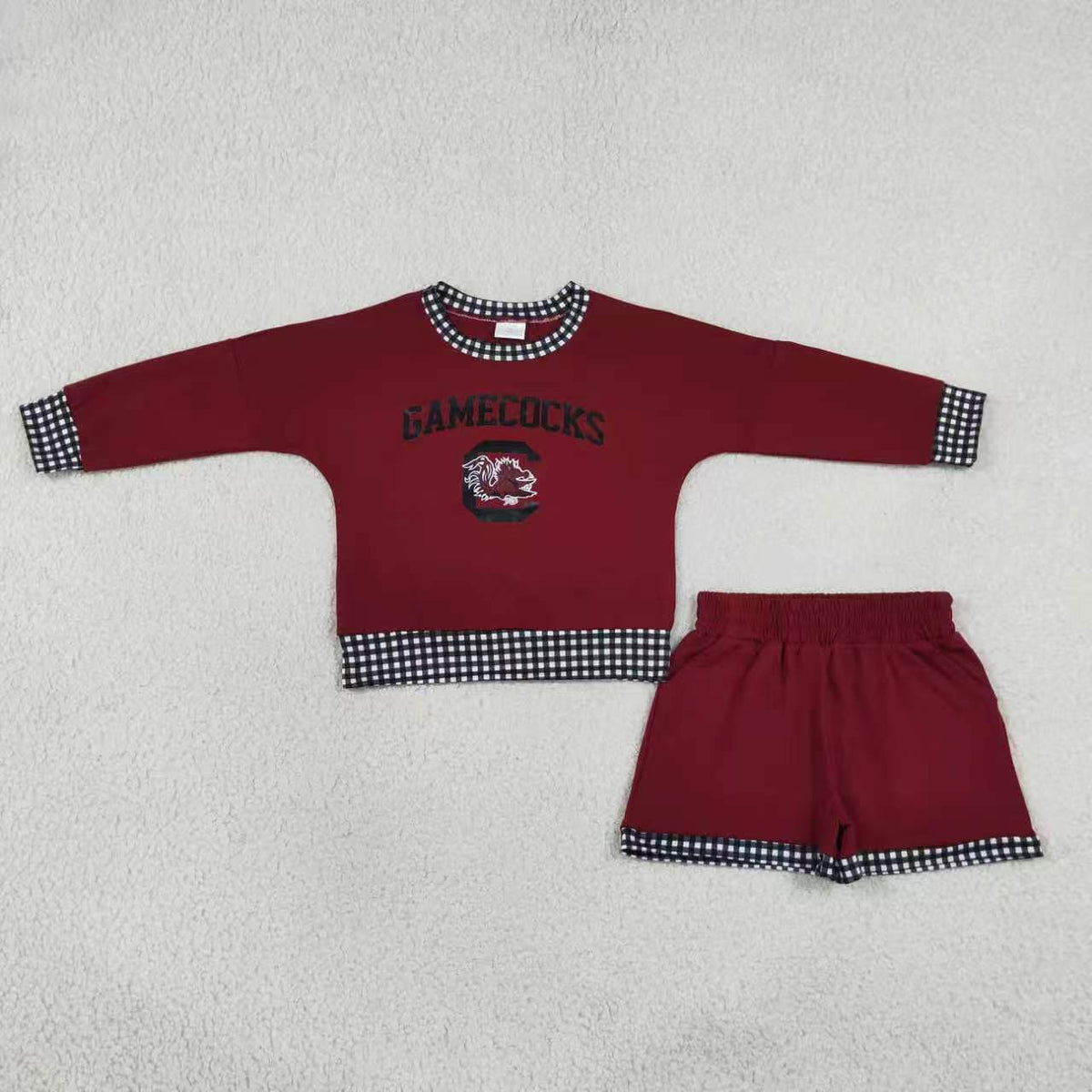 long sleeve pullover vinyl top matching shorts girls team design outfit