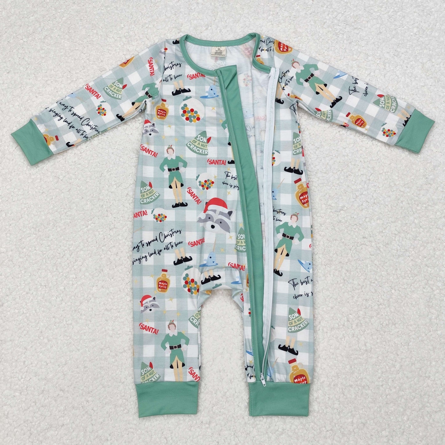 baby boy Christmas design long sleeve sleepwear matching bamboo pajama set