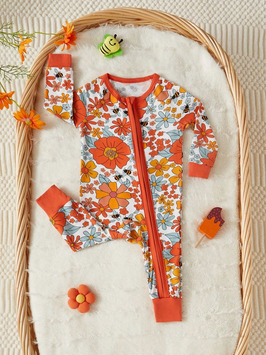 Toddle kids spring fall long sleeve zip romper