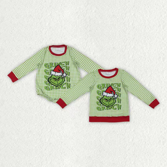 Christmas green face boys kids long sleeve top