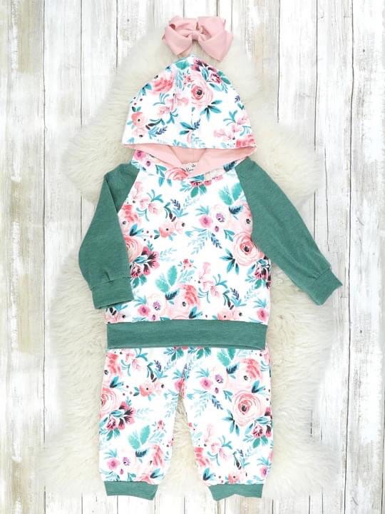 baby girls floral hoodie set