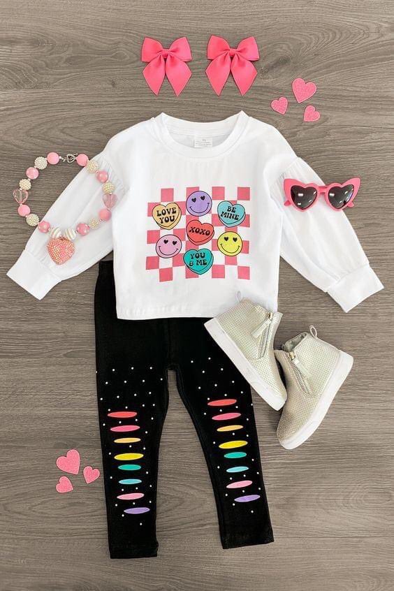 baby  girls valentines heart leggings outfit