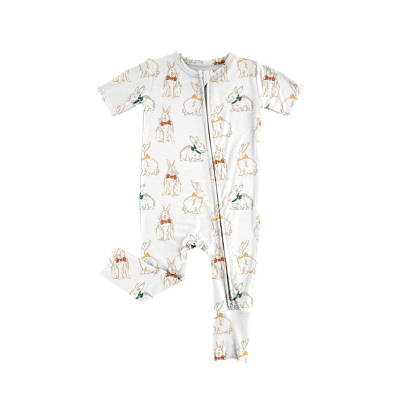 Easter bunny design kids short sleeve boutique romper