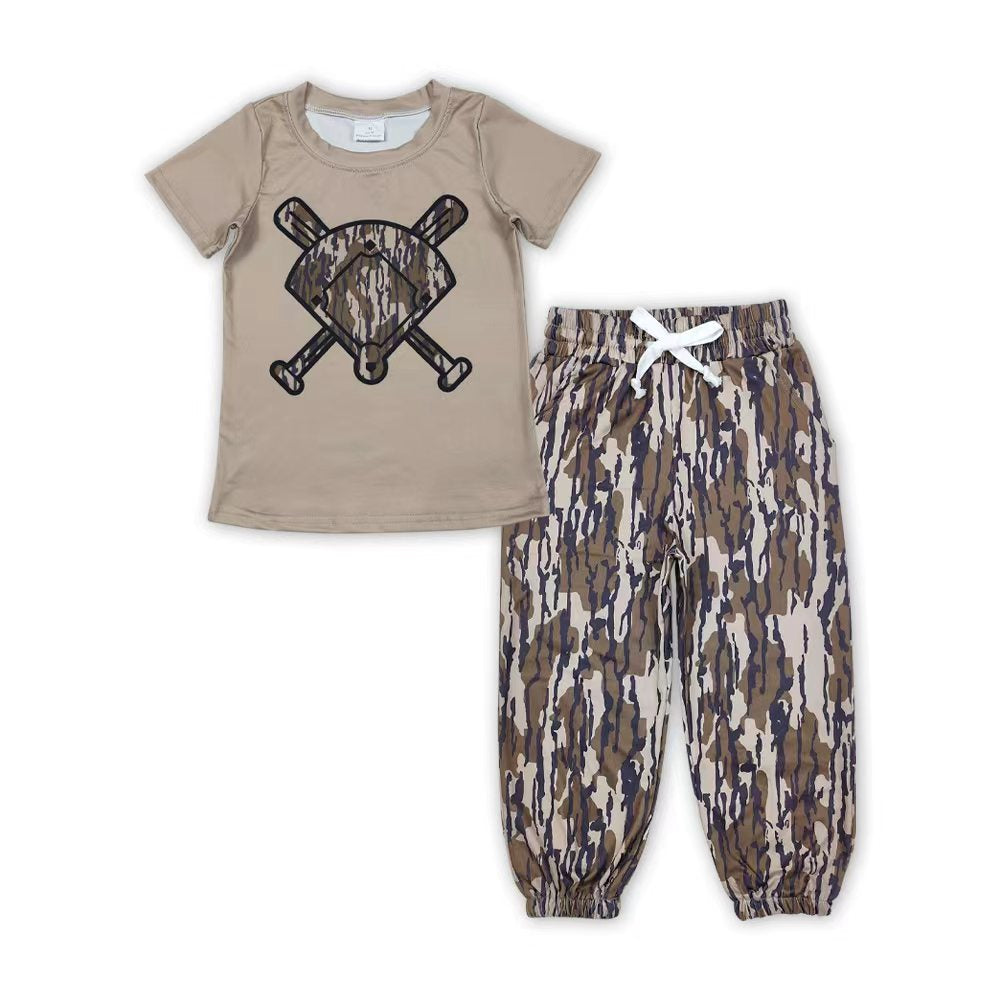 Baseball camo top matching pants kids boy outfit