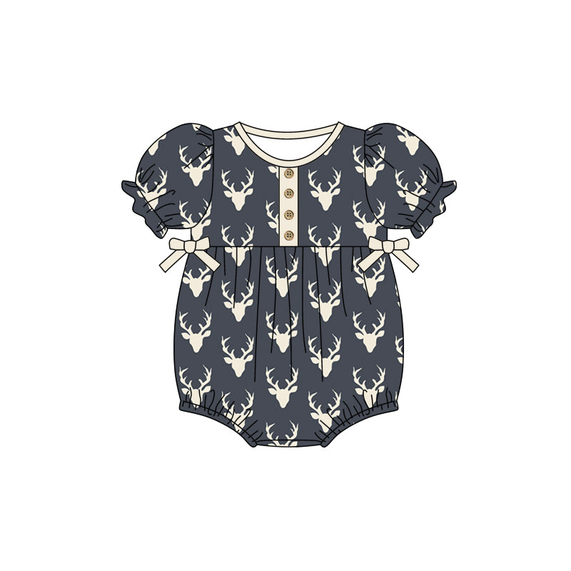 infant baby girl reindeer romper