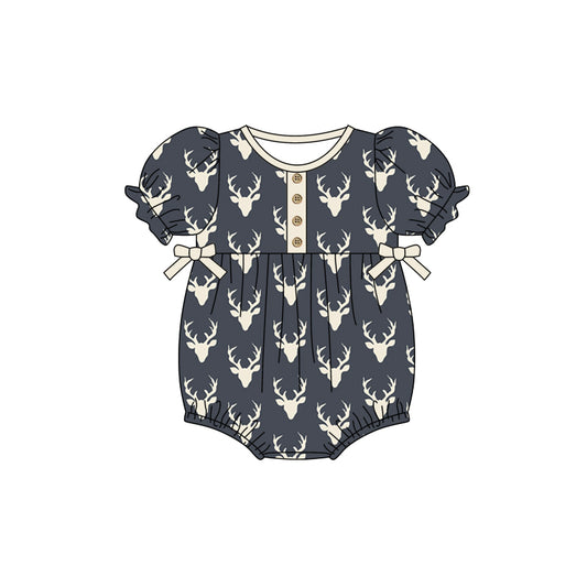 infant baby girl reindeer romper