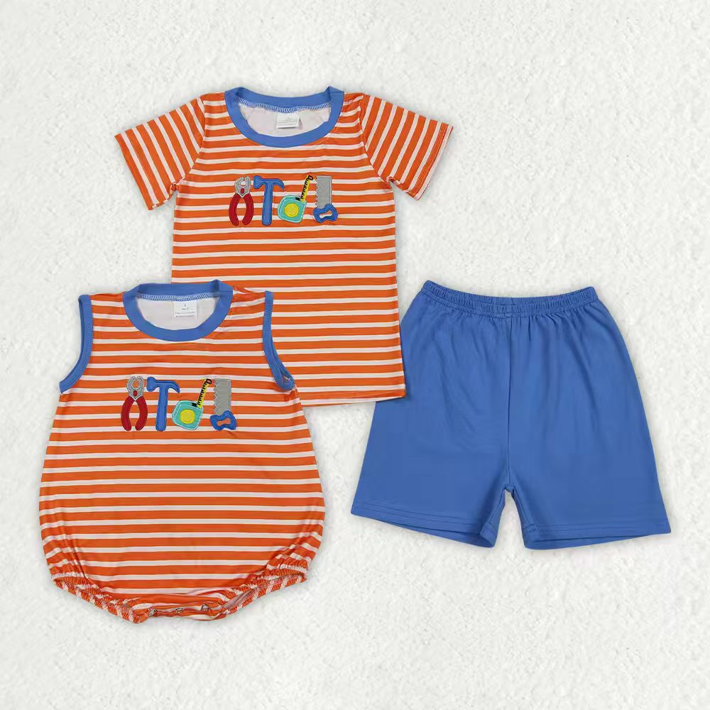 Embroidery Tool top matching shorts boy summer outfit