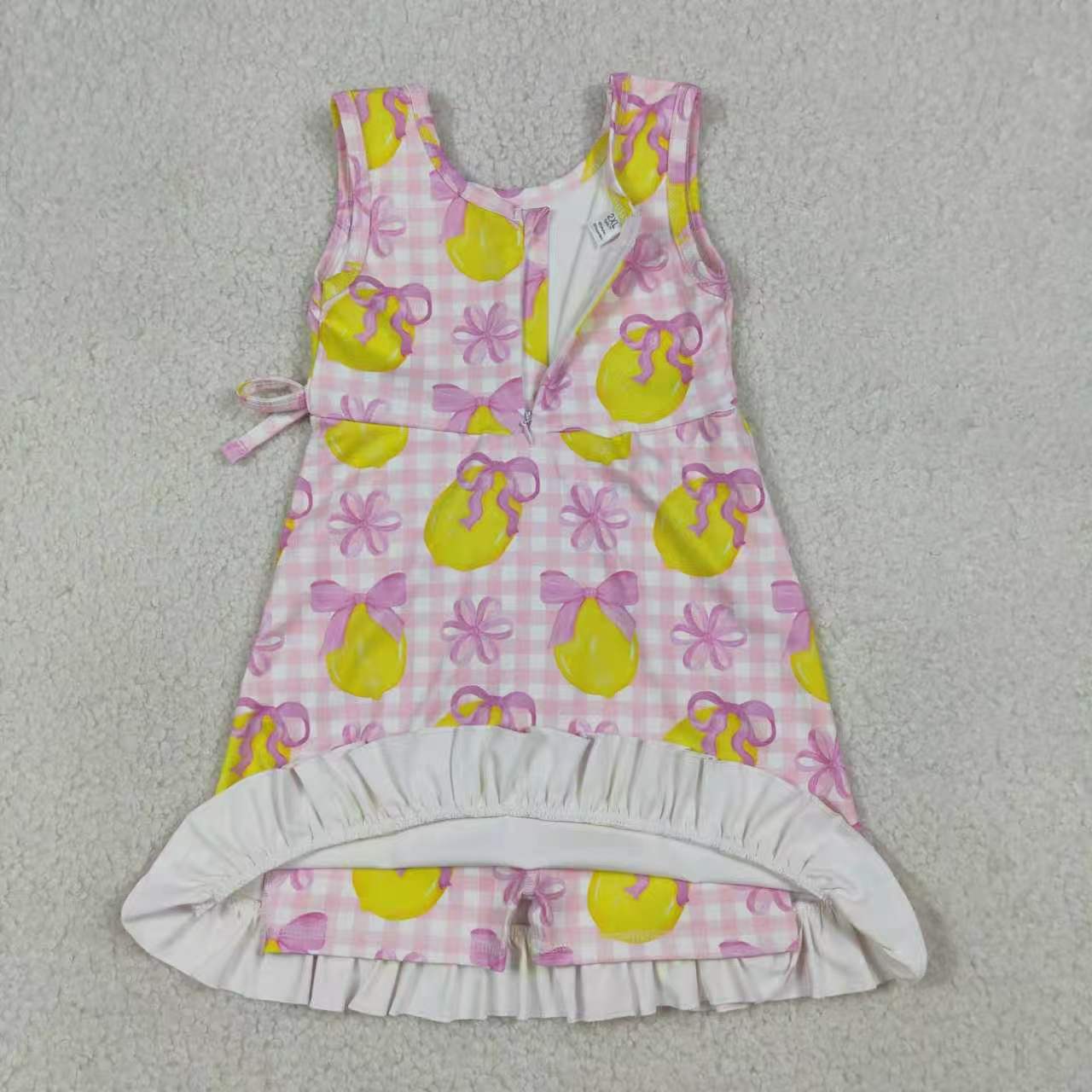 Lemon print girls summer active wear yoga dress