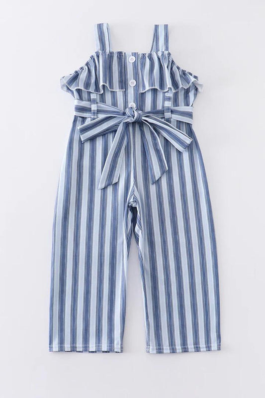 baby girls blue stirpes wide leg jumpsuit