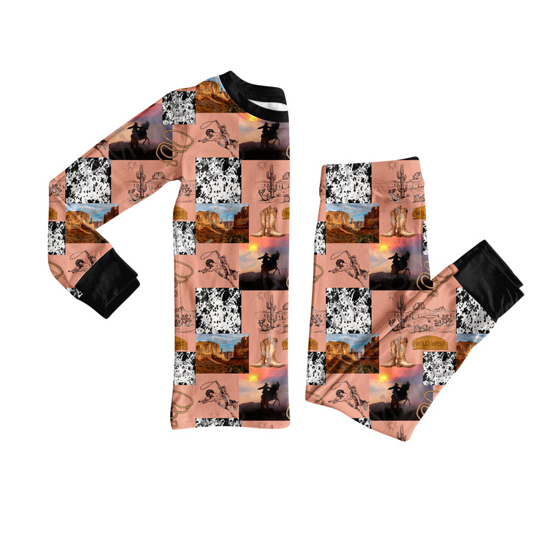 Kids wholesale western howdy design long sleeve outfit