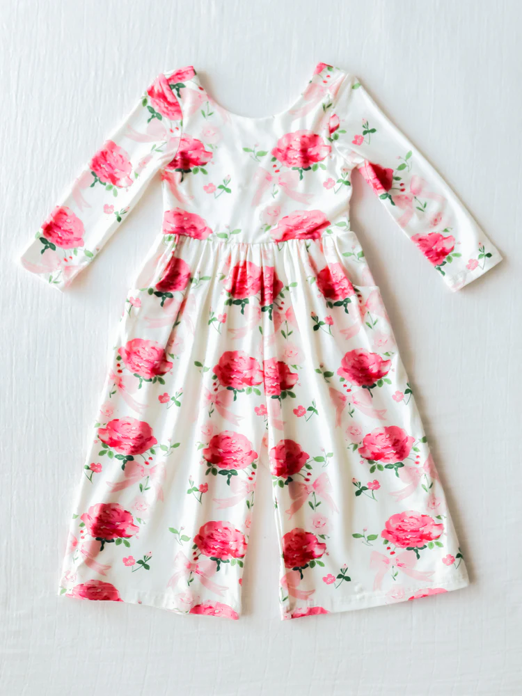 baby girls spring wide leg floral jumpsuit