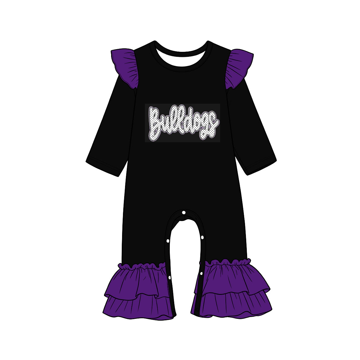 Toddle baby girl long sleeve custom bulldog design romper