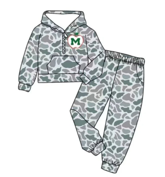 Camo design kids long sleeve team outfit wholesal factory price