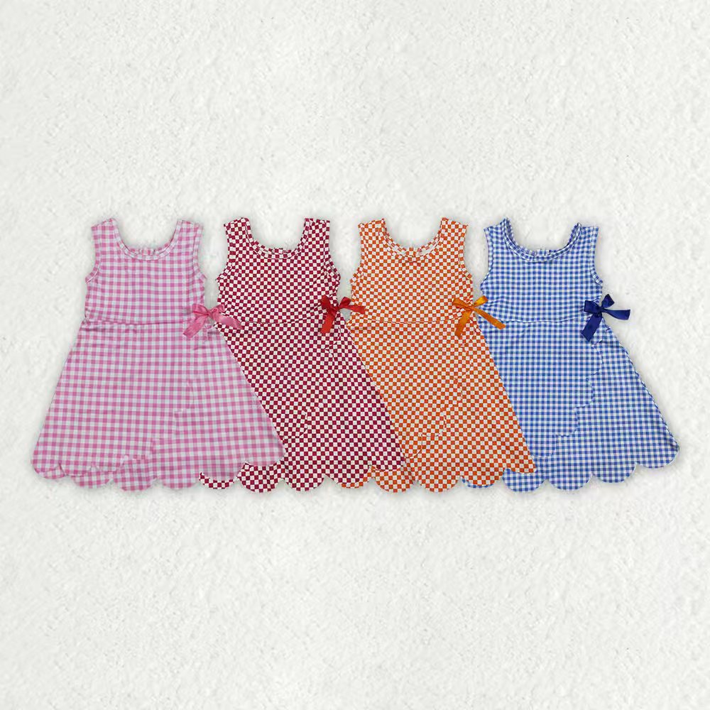 Light Blue plaid design toddle baby girls active wear yoga dress