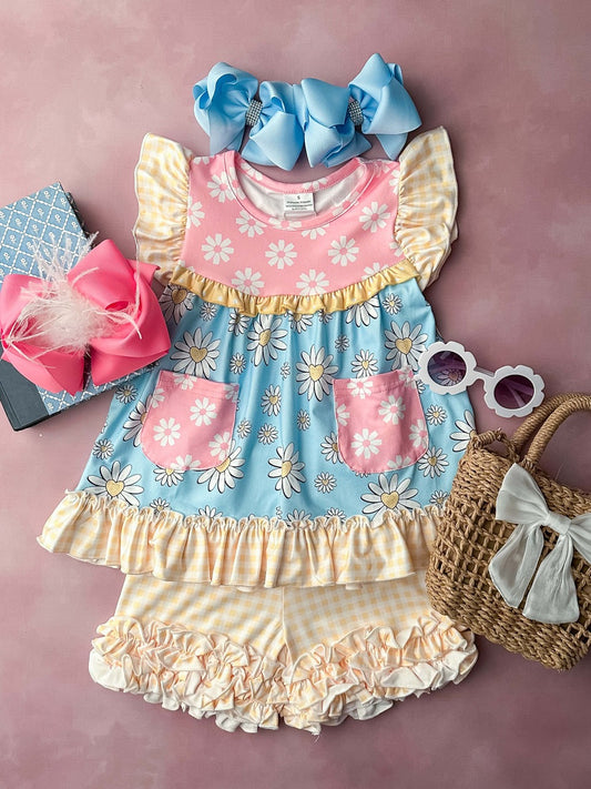 infant toddle girls sunflower design 2pcs outfit