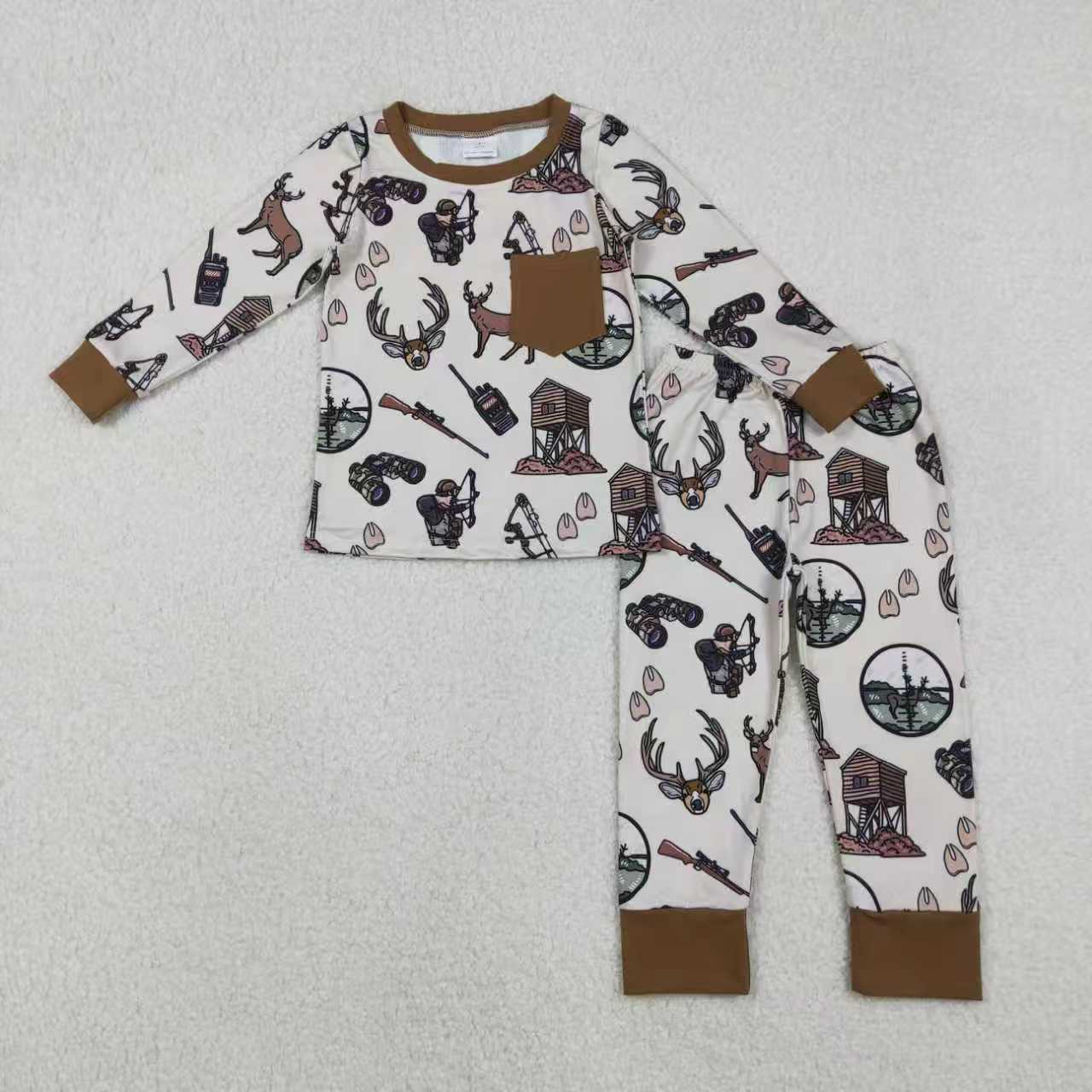 Deer duck hunting season design kids girls matching pajama set