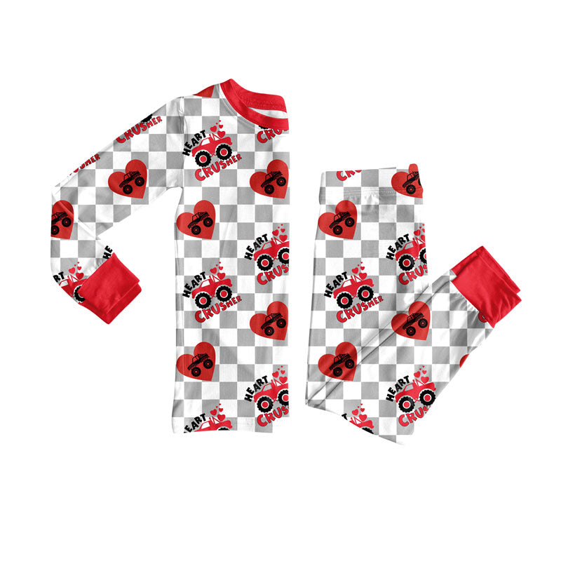 Valentines day truck kids long sleeve pajama set wholesal factory price